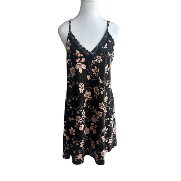 Soma Black and Blush Satin LAce Slip Chemise Nightie Nightgown Lingerie L - Picture 3 of 7